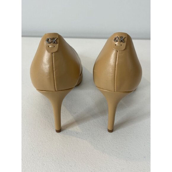 Calvin Klein Heels Womens 10 Shoes Pumps Faux Leather High Work Tan Nude Brown - Picture 5 of 15